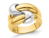 14K Yellow and White Gold Polished Knot Dome Ring